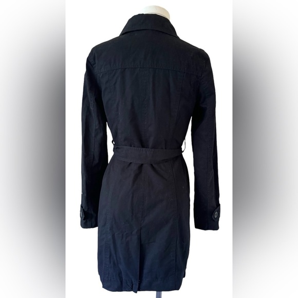 NWOT Old Navy Classic Black Trench Coat in Cotton - double breasted - Picture 3 of 10